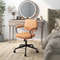 PU Leather Office Chair with Rocking Backrest & Ergonomic Armrest, Adjustable Height Executive Chair
