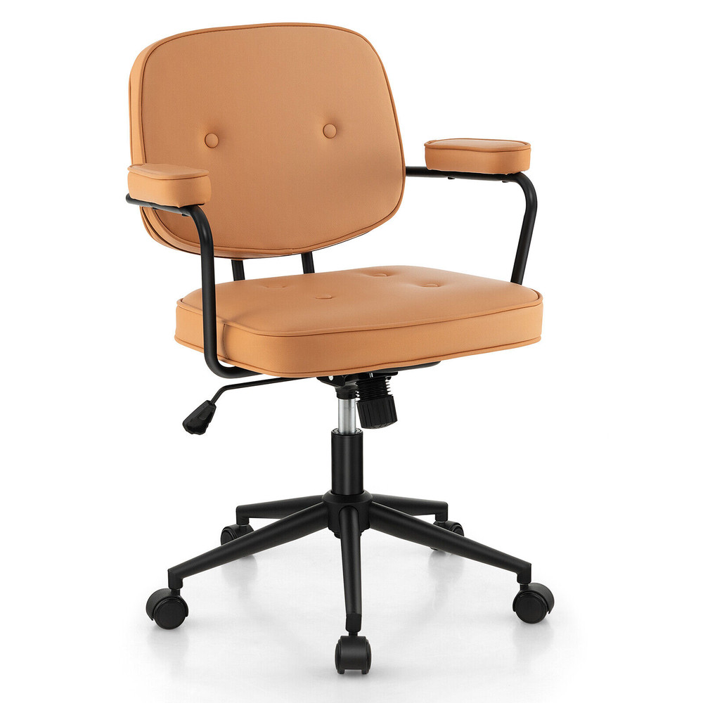 PU Leather Office Chair with Rocking Backrest & Ergonomic Armrest, Adjustable Height Executive Chair