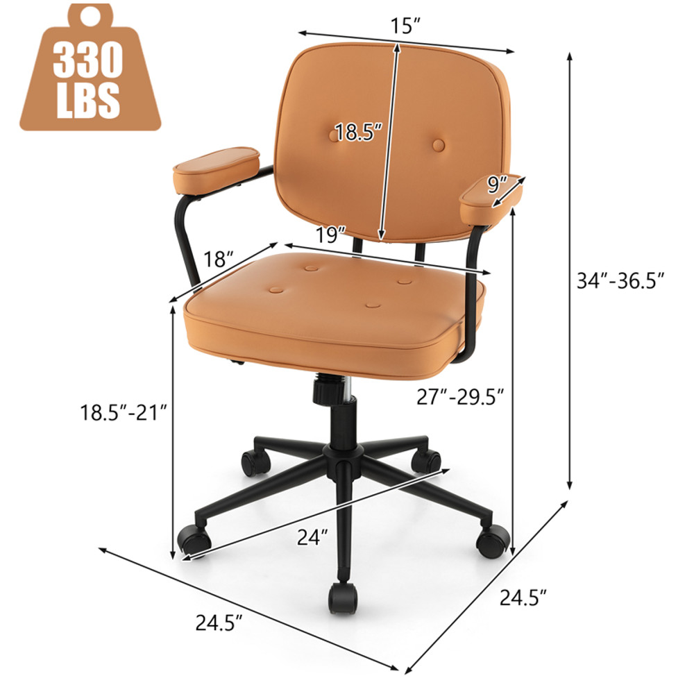 PU Leather Office Chair with Rocking Backrest & Ergonomic Armrest, Adjustable Height Executive Chair