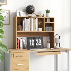 modern desktop organizer, 4-cubby bookcase with open back design for home/office