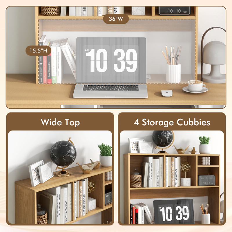 Modern Desktop Organizer 4Cubby Bookcase With Open Back Design For HomeOffice 4