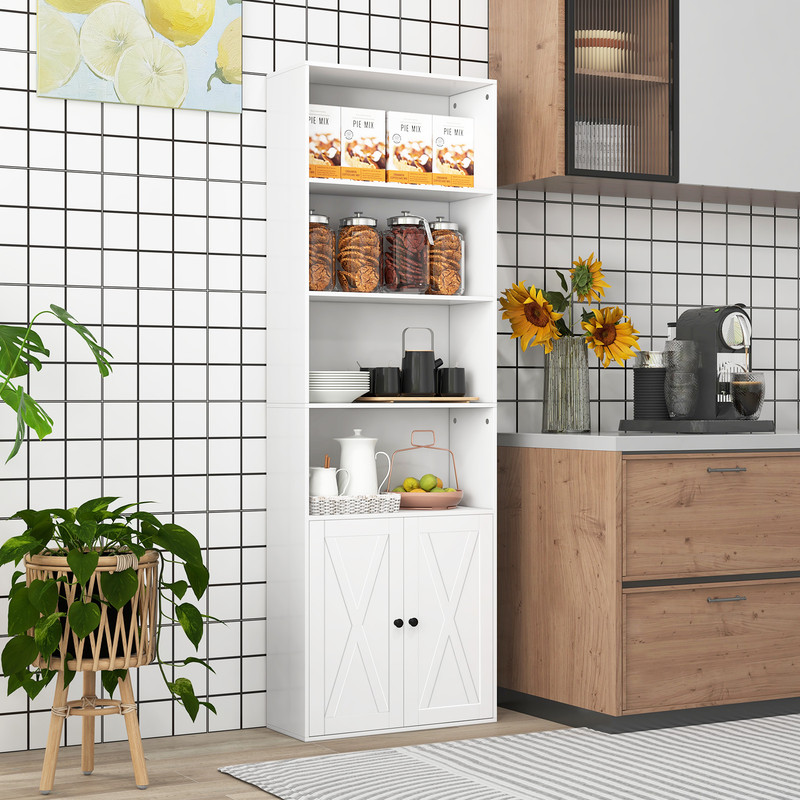 71 Inch Freestanding Bookshelf With 6 Shelves And 2Door CabinetWhite 3