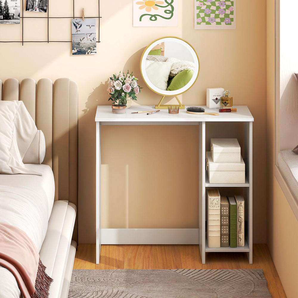 315 Inch Modern Home Office Desk With 2 Compartments Compact Computer Table With Storage Shelves Sm 1