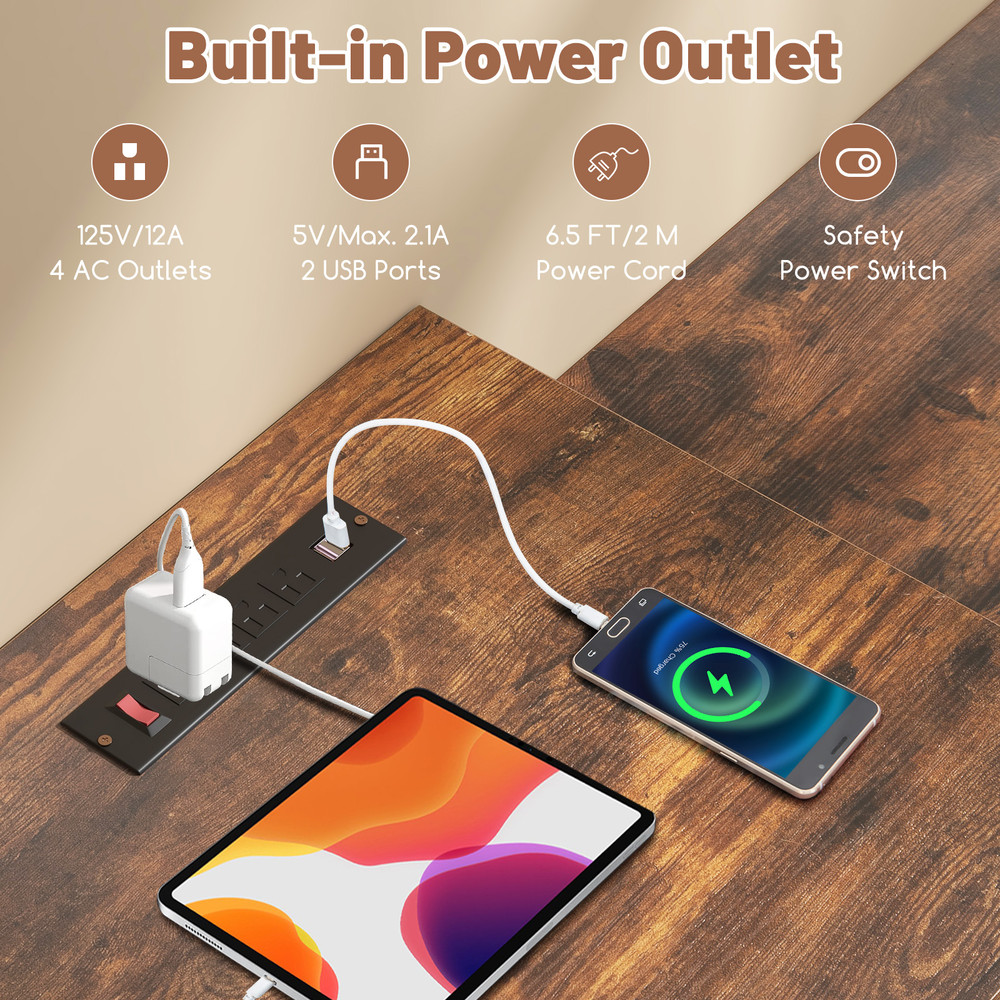 Extra Wide 2Person Computer Desk With Power Outlet And Printer Stand Double Workstation With Storag 3