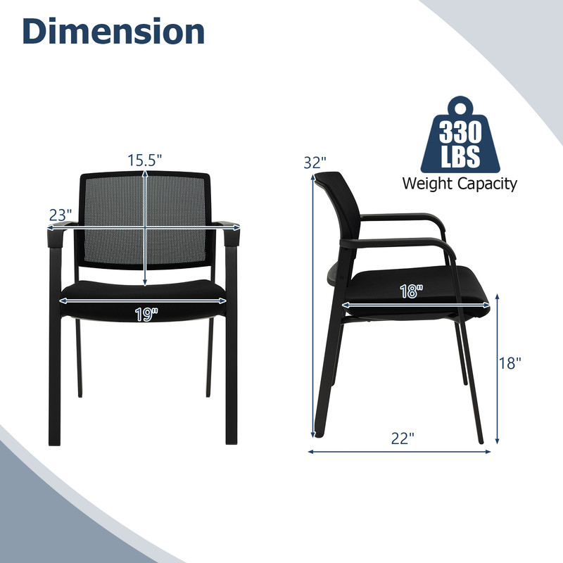 Stackable Reception Room Chairs With Padded Seat Ergonomic Office Guest Chairs With Mesh Back Armr 7