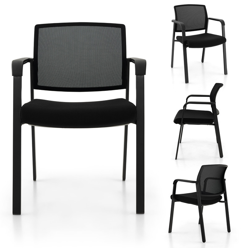 Stackable Reception Room Chairs With Padded Seat Ergonomic Office Guest Chairs With Mesh Back Armr 6