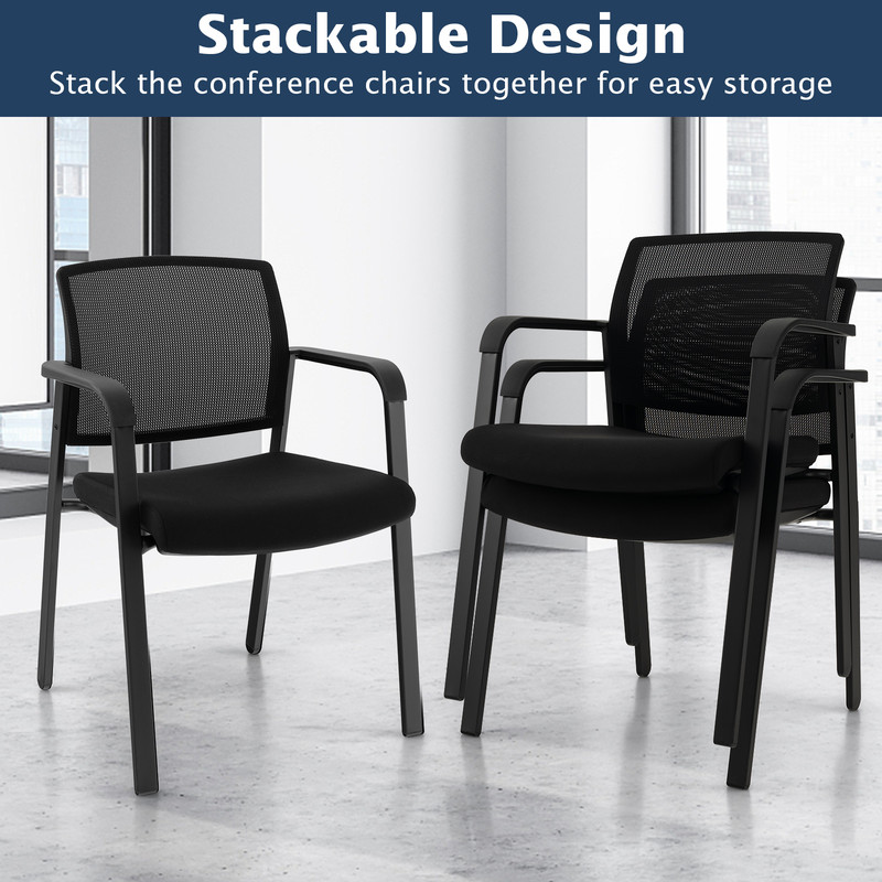 Stackable Reception Room Chairs With Padded Seat Ergonomic Office Guest Chairs With Mesh Back Armr 4