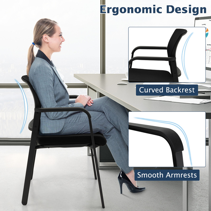 Stackable Reception Room Chairs With Padded Seat Ergonomic Office Guest Chairs With Mesh Back Armr 3