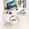 Home Office Computer Desk With Drawers Modern White Writing Table With Storage Metal Frame Workstat 2