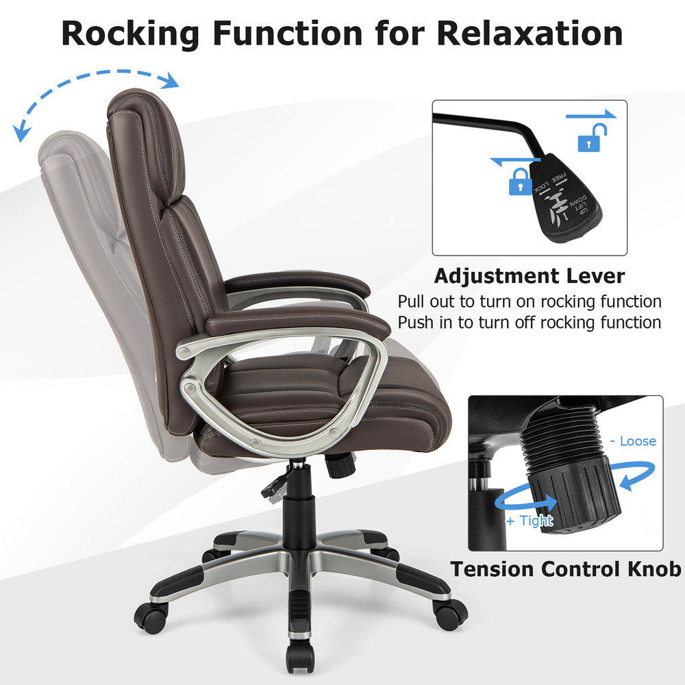 Swivel Ergonomic Office Chair Computer Desk Chair With Wheels Adjustable Height Lumbar Support 360 5