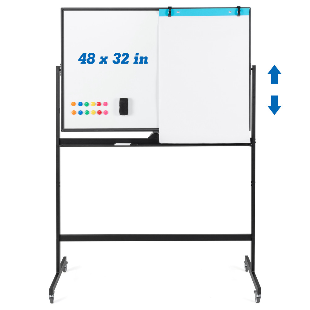 Portable Rolling White Board DoubleSided Mobile Dry Erase Board With Adjustable Height Locking Whee 5