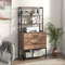 Freestanding File Cabinet With Charging Station 3Tier Open Shelves Drawers Printer Stand  Adjustabl 0