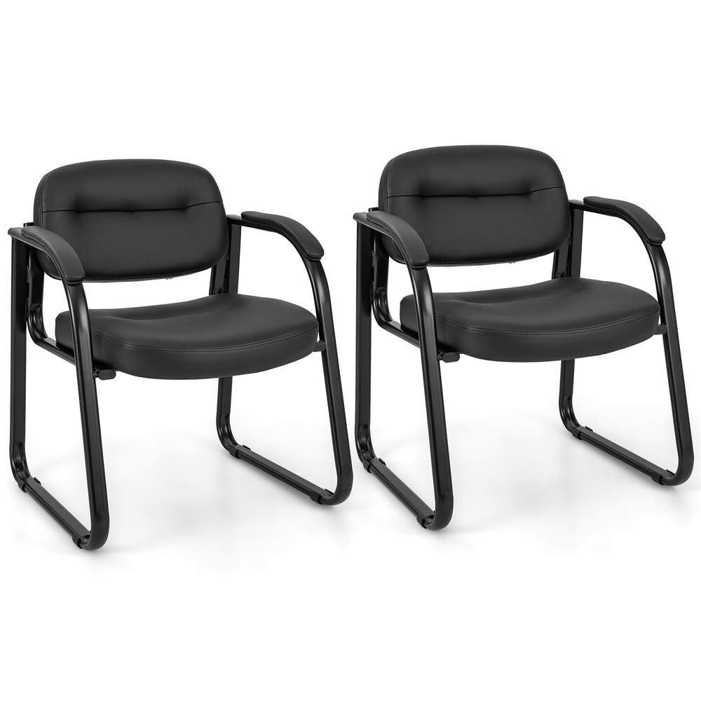 Waiting Room Reception Chairs with Sled Base & Padded Arm Rest Ergonomic Guest Chairs for Office, Lobby Conference Room