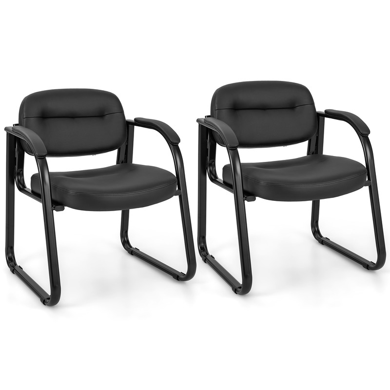 Waiting Room Reception Chairs with Sled Base & Padded Arm Rest Ergonomic Guest Chairs for Office, Lobby Conference Room