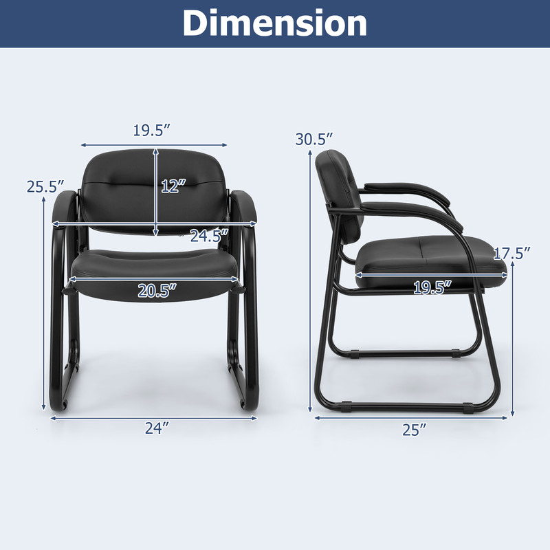 Waiting Room Reception Chairs with Sled Base & Padded Arm Rest Ergonomic Guest Chairs for Office, Lobby Conference Room