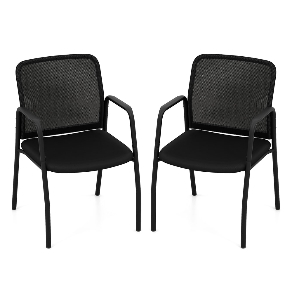 Waiting Room Chair Set of 2 – Office Guest Chairs with Ergonomic Mesh Backrest & Cushioned Seats