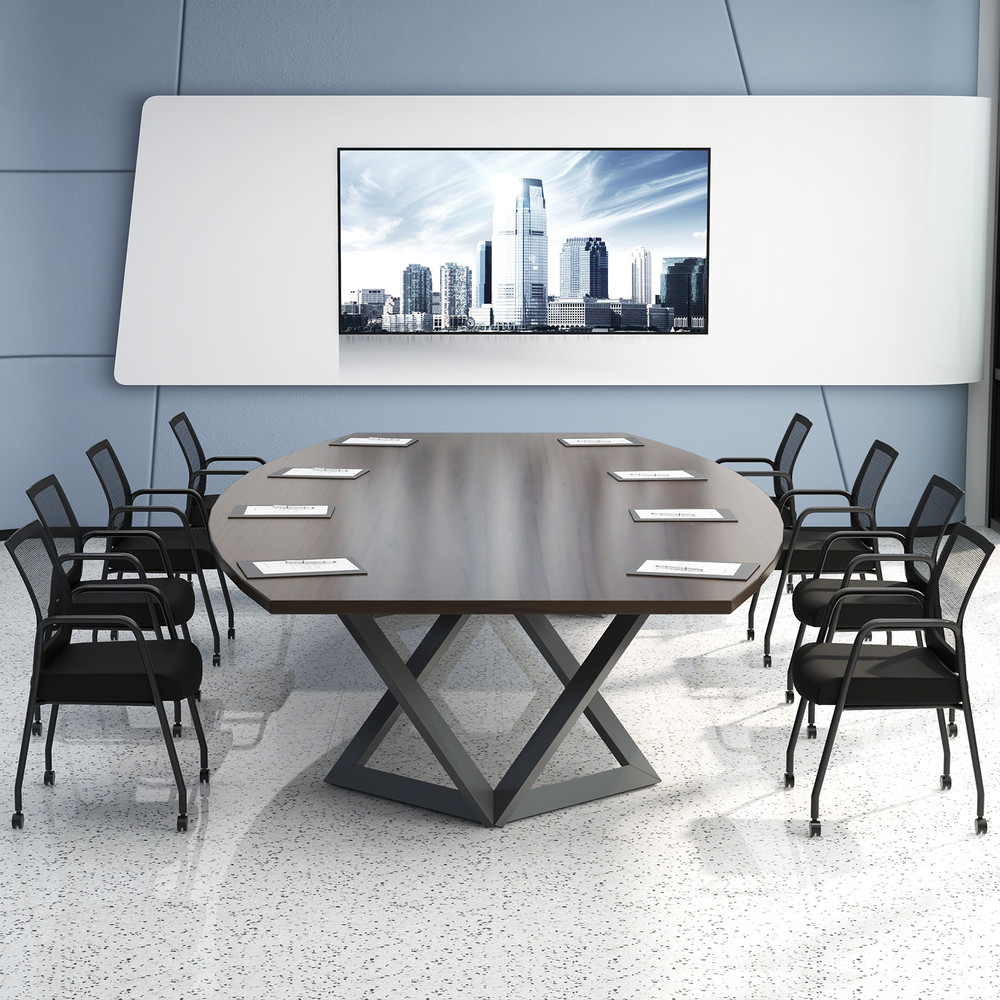 Set of 2 Office Guest Chairs on Wheels – Ergonomic Mesh Back & Metal Frame with Armrests