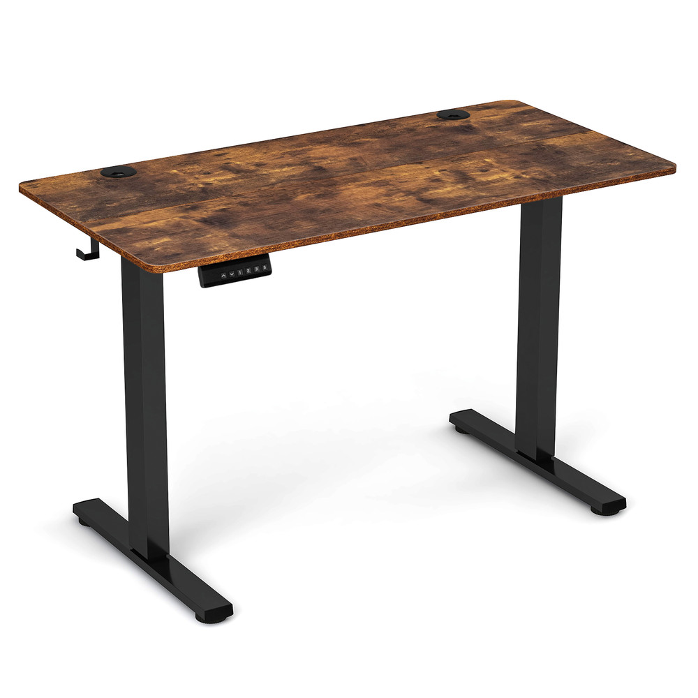 Electric Standing Desk with 3 Memory Height Settings – Adjustable Sit Stand Desk w/ 2 Hanging Hooks & Cable Management