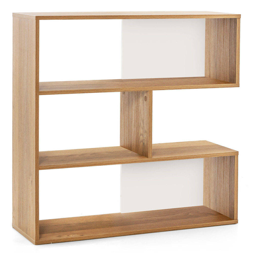 Concave Bookshelf – 3-Shelf Open Bookcase with Anti-Toppling Device for Living Room, Study & Office