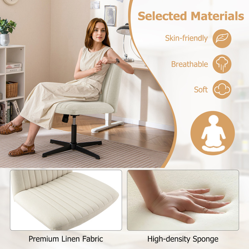 Criss Cross Legged Chair No Wheels Rocking Adjustable Height Desk Chair for Home Office, Armless Ergonomic Swivel