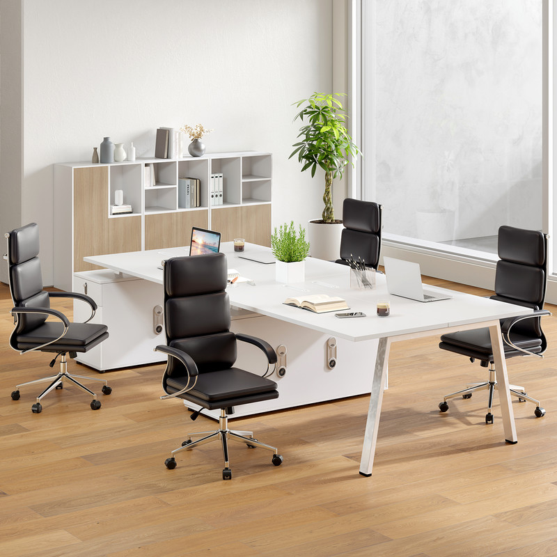 Ergonomic Leather Office Chair with Adjustable Height, Rocking Function, Lumbar Support, and Removable Cushions