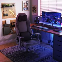 ergonomic high back computer chair with magnetic headrest & lumbar pillow, adjustable reclining gaming chair for office