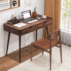 computer desk with drawers for small spaces, modern writing table for home office, wood study desk with storage for room