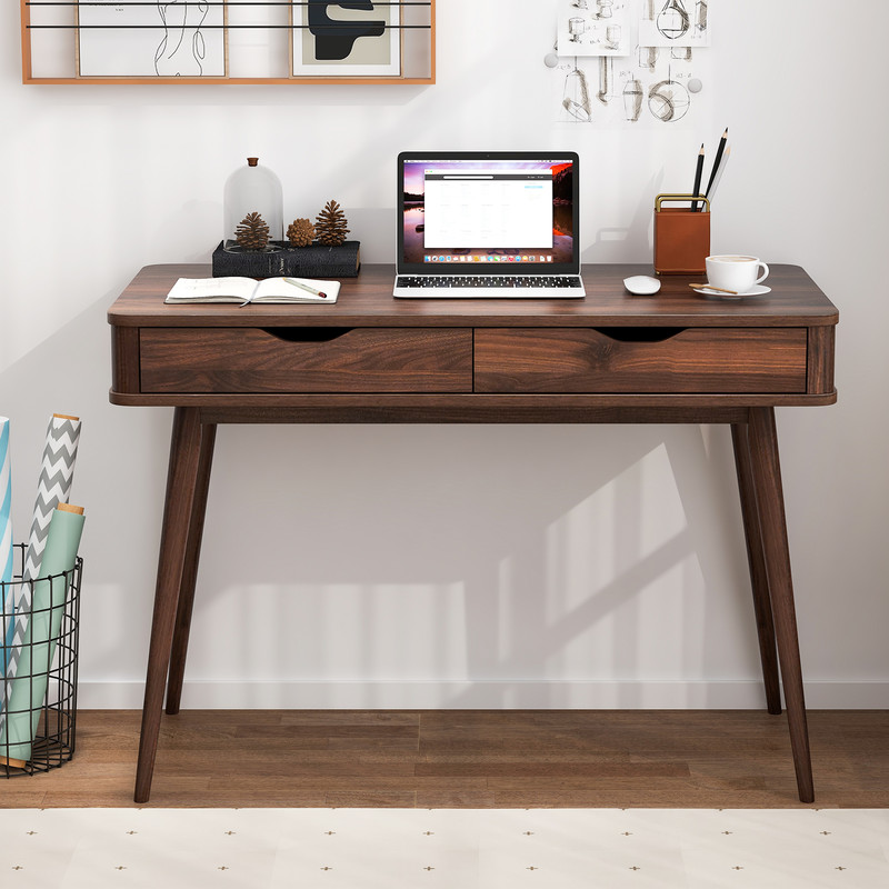 Computer Desk with Drawers for Small Spaces, Modern Writing Table for Home Office, Wood Study Desk with Storage for Room