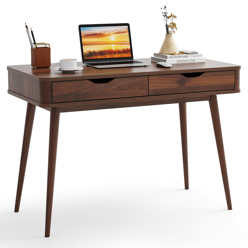 Computer Desk with Drawers for Small Spaces, Modern Writing Table for Home Office, Wood Study Desk with Storage for Room