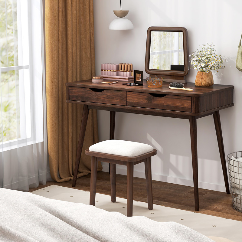 Computer Desk with Drawers for Small Spaces, Modern Writing Table for Home Office, Wood Study Desk with Storage for Room