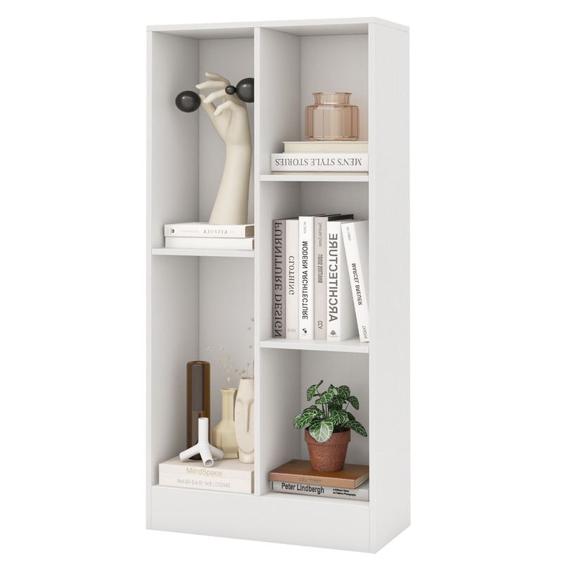 5 Cube Floor Bookcase with Anti Tipping Kits, Wooden Storage Bookshelf Organizer for Living Room, Bedroom,