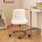 Teddy Fleece Armless Office Chair with Back Support, Adjustable Height Makeup Vanity Desk Chair with Swivel & Wheels