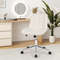 Teddy Fleece Armless Office Chair with Back Support, Adjustable Height Makeup Vanity Desk Chair with Swivel & Wheels