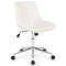 Teddy Fleece Armless Office Chair with Back Support, Adjustable Height Makeup Vanity Desk Chair with Swivel & Wheels