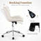 Teddy Fleece Armless Office Chair with Back Support, Adjustable Height Makeup Vanity Desk Chair with Swivel & Wheels