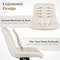 Teddy Fleece Armless Office Chair with Back Support, Adjustable Height Makeup Vanity Desk Chair with Swivel & Wheels