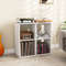 2 Cube Bookshelf with Back Guardrail, Modern Small Bookcase Organizer for Living Room, Bedroom, Kids Room, Office