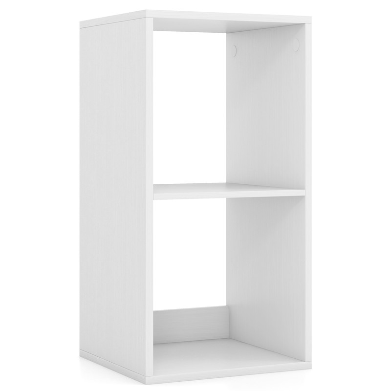 2 Cube Bookshelf with Back Guardrail, Modern Small Bookcase Organizer for Living Room, Bedroom, Kids Room, Office