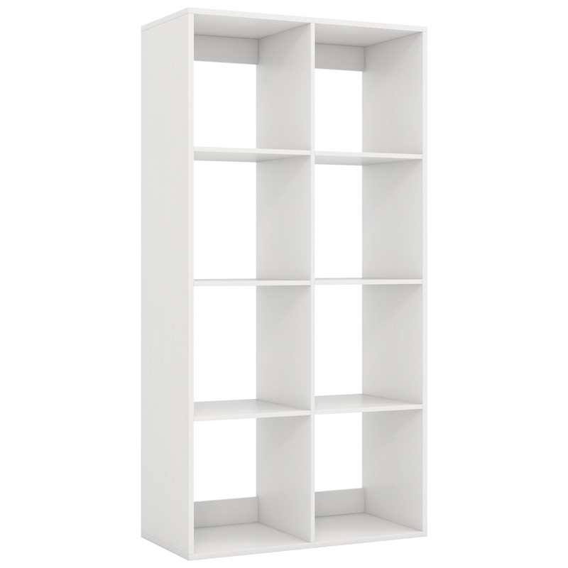 8 Cube Bookshelf with Back Guardrail for Living Room & Bedroom, Freestanding Wood Storage Organizer Shelf Display Unit