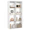 8 Cube Bookshelf with Back Guardrail for Living Room & Bedroom, Freestanding Wood Storage Organizer Shelf Display Unit