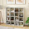 8 Cube Bookshelf with Back Guardrail for Living Room & Bedroom, Freestanding Wood Storage Organizer Shelf Display Unit