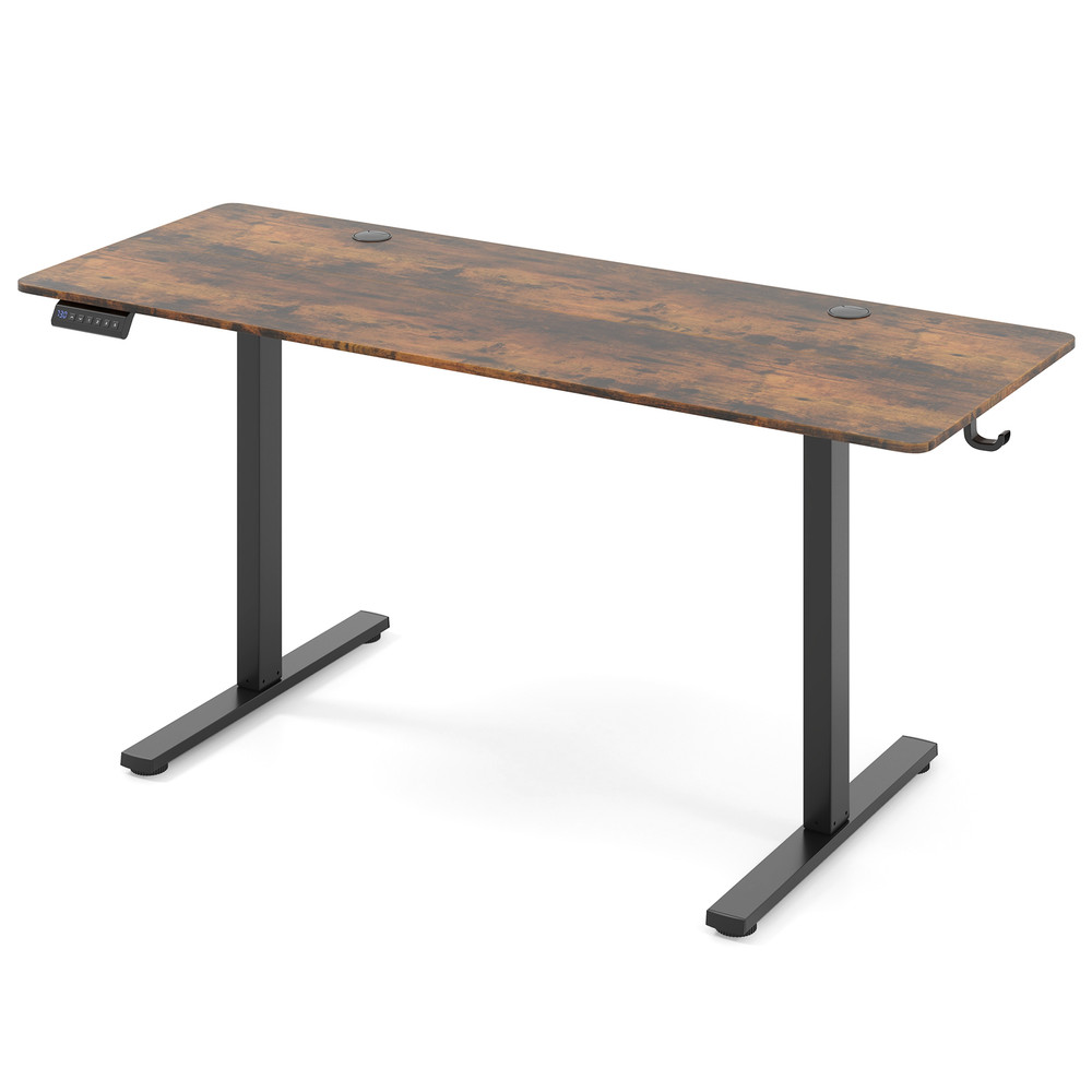 Electric Standing Desk with 3 Memory Heights, Hooks, Cable Holes, Large Top
