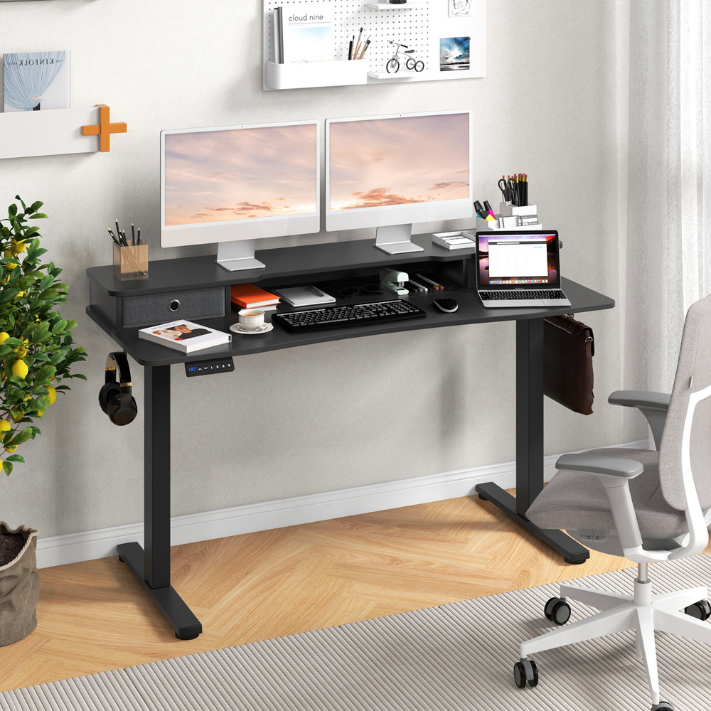 55 Inch x 24 Inch Height Adjustable Electric Standing Desk with 2 Drawers – Spacious Ergonomic Workstation