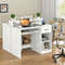 White Desk with Charging Station & Adjustable Shelf – Modern Home Office Desk with USB Ports & Storage