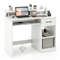 White Desk with Charging Station & Adjustable Shelf – Modern Home Office Desk with USB Ports & Storage