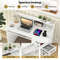 White Desk with Charging Station & Adjustable Shelf – Modern Home Office Desk with USB Ports & Storage