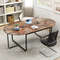 95-Inch Oval Conference Table – Industrial Executive Desk with Dual Cable Holes, Large Meeting Table for 12
