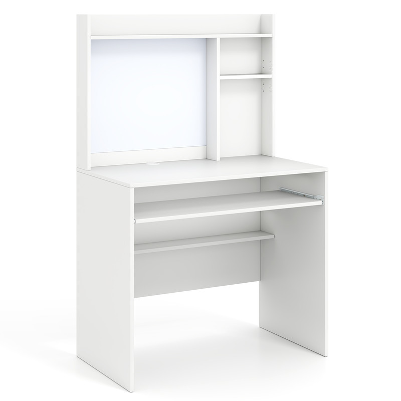 Compact Office Computer Desk with Hutch & Magnetic Whiteboard, Space-Saving Workstation with Storage