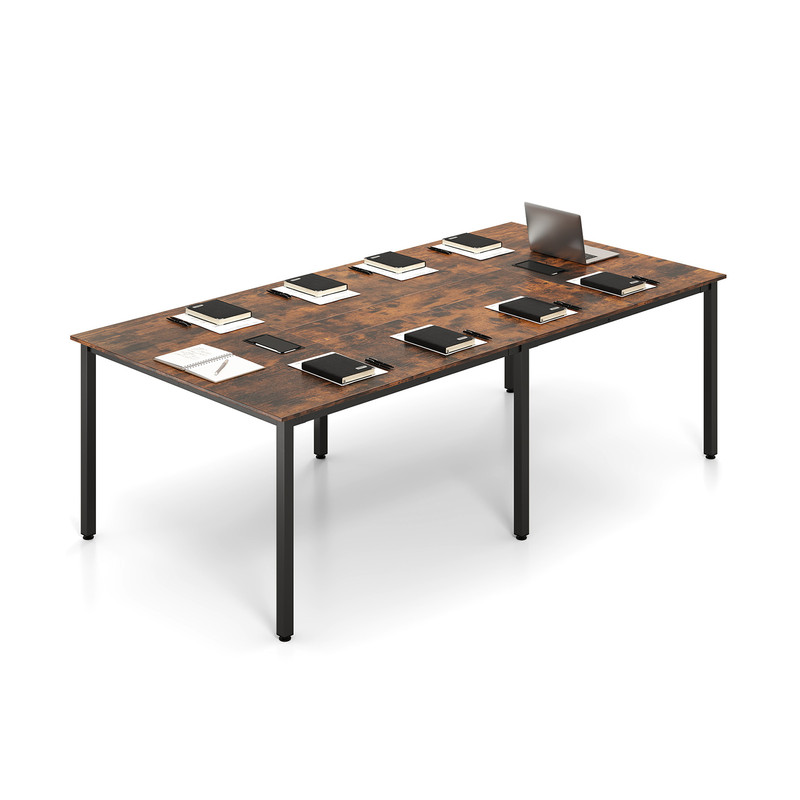 8 Feet Conference Room Table – Large Meeting Table Seats up to 10 People, Durable Metal Frame & Cable Management