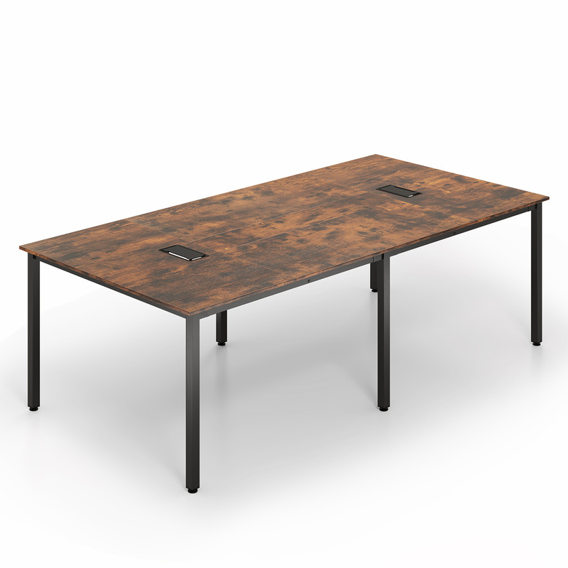 8 Feet Conference Room Table – Large Meeting Table Seats up to 10 People, Durable Metal Frame & Cable Management